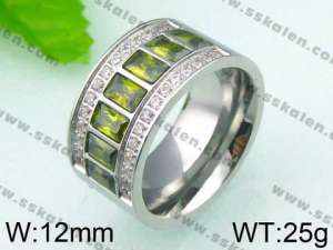Stainless Steel Stone&Crystal Ring - KR26145-K