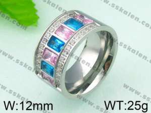 Stainless Steel Stone&Crystal Ring - KR26147-K