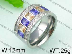 Stainless Steel Stone&Crystal Ring - KR26149-K