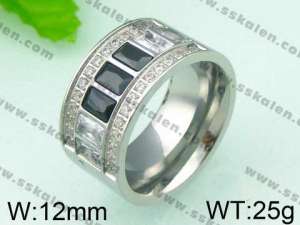 Stainless Steel Stone&Crystal Ring - KR26150-K